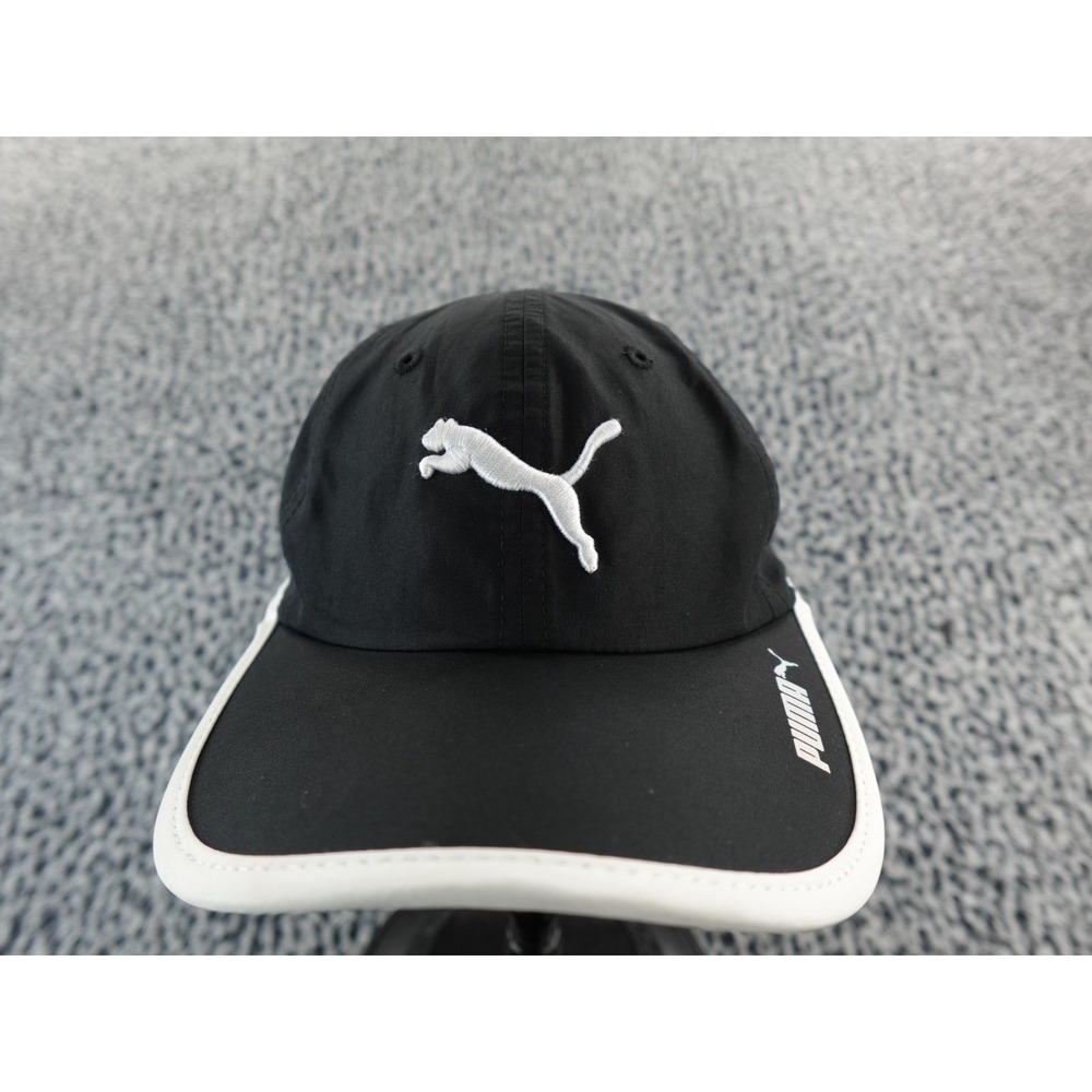 PUMA Strapback Hat Black One Size Adjustable‎ Embroidered 6 Panel Polyester